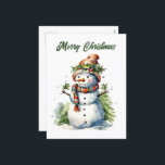 Christmas snowman tekst toevoegen waterverf Vakant Feestdagenkaart<br><div class="desc">Kerstmis sneeuwpop tekst toevoegen waterverf Vakantie Briefkaart</div>