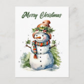 Christmas snowman tekst toevoegen waterverf Vakant Feestdagenkaart (Voorkant)