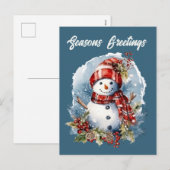 Christmas snowman tekst toevoegen waterverf Vakant Feestdagenkaart (Voorkant / Achterkant)