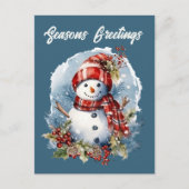 Christmas snowman tekst toevoegen waterverf Vakant Feestdagenkaart (Voorkant)