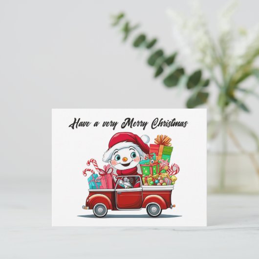 Christmas snowman tekst toevoegen waterverf Vakant Feestdagenkaart (Staand voorkant)