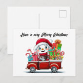 Christmas snowman tekst toevoegen waterverf Vakant Feestdagenkaart (Voorkant / Achterkant)