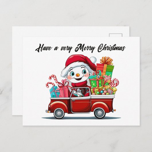 Christmas snowman tekst toevoegen waterverf Vakant Feestdagenkaart (Voorkant / Achterkant)