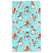 Christmas Snowman Turquoise Klein Cadeauzakje (Achterkant)