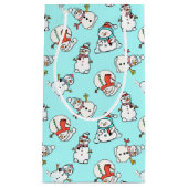 Christmas Snowman Turquoise Klein Cadeauzakje (Voorkant)