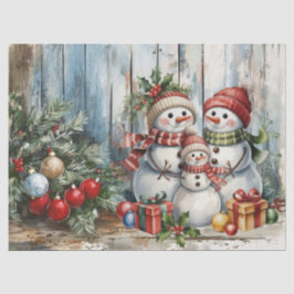 Christmas Snowman Vintage Watercolor Decoupage  Tissuepapier