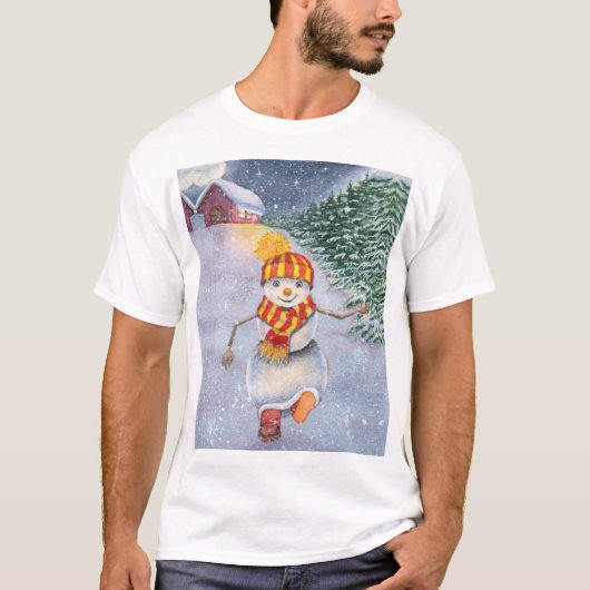 Christmas snowman walking t-shirt (Voorkant)