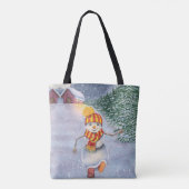 Christmas snowman walking tote bag (Achterkant)