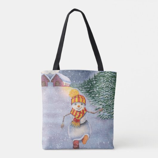 Christmas snowman walking tote bag (Achterkant)