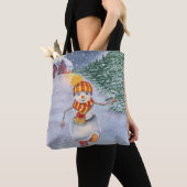 Christmas snowman walking tote bag (Dichtbij)