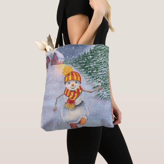 Christmas snowman walking tote bag (Dichtbij)