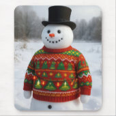 Christmas Snowman Wearing an Ugly Sweater Muismat (Voorkant)