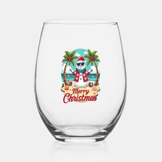 christmas Snowman Wijnglas Zonder Voet (Voorkant)