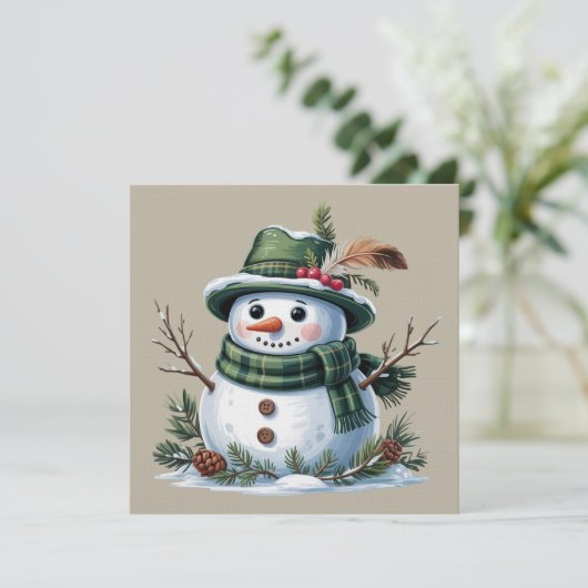 Christmas Snowman Winter Season Holiday Kaart (Staand voorkant)