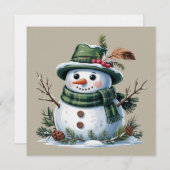 Christmas Snowman Winter Season Holiday Kaart (Voorkant / Achterkant)
