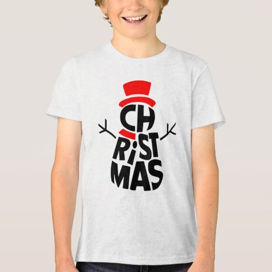 Christmas Snowman Word Art  Tri-Blend Shirt (Voorkant)