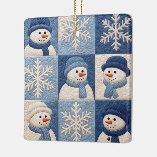 Christmas Snowmen and Snowflakes Quilt Pattern Keramisch Ornament (Links)