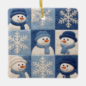 Christmas Snowmen and Snowflakes Quilt Pattern Keramisch Ornament (Voorkant)