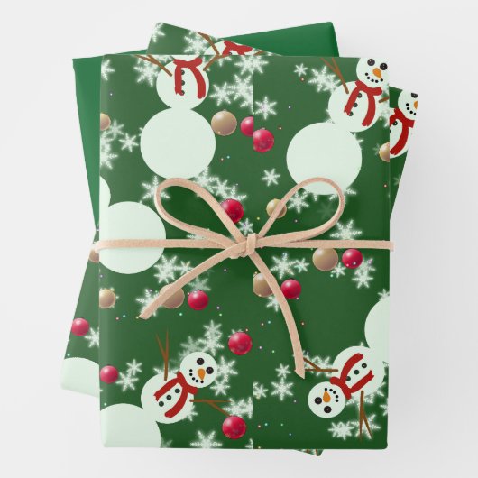 Christmas Snowmen Inpakpapier Vel (In situ)