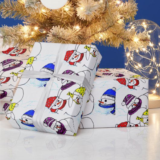 CHRISTMAS SNOWMEN OP PLAY CADEAUPAPIER (Feestdagen)