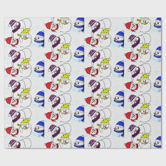 CHRISTMAS SNOWMEN OP PLAY CADEAUPAPIER (Vlak)