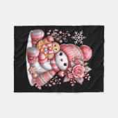 Christmas Snowperson  Fleece Deken (Voorkant (Horizontaal))