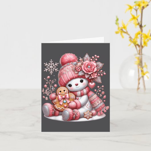 Christmas Snowperson  Kaart (Gele Bloem)