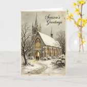 Christmas Snowy Church Card Kaart (Gele Bloem)