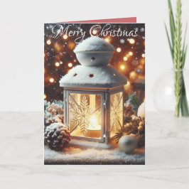 Christmas Snowy Lantern Serenity Feestdagen Kaart