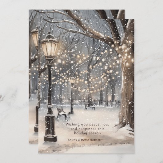 Christmas Snowy Night Feestdagenkaart (Voorkant / Achterkant)