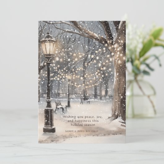 Christmas Snowy Night Feestdagenkaart (Staand voorkant)