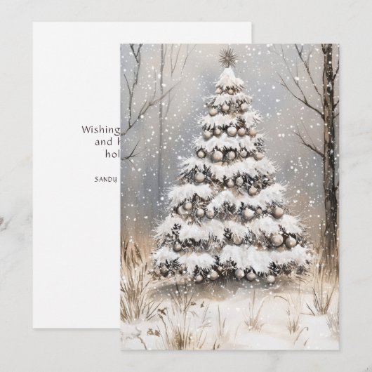 Christmas Snowy Night Feestdagenkaart (Voorkant / Achterkant)