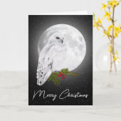 Christmas Snowy Owl In the Moonlight Kaart (Gele Bloem)