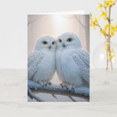 Christmas Snowy Owls On a Winter Branch Kaart (Gele Bloem)