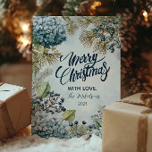 Christmas Snowy Pine Hydrangea Feestdagenkaart