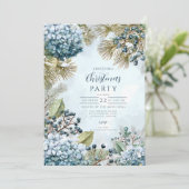 Christmas Snowy Pine Hydrangea Kaart (Staand voorkant)