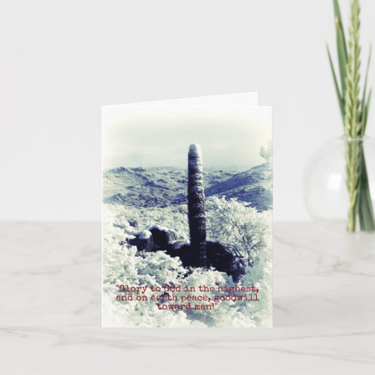 Christmas Snowy wonderland w Cactus Christian card Notitiekaartje (Voorkant)