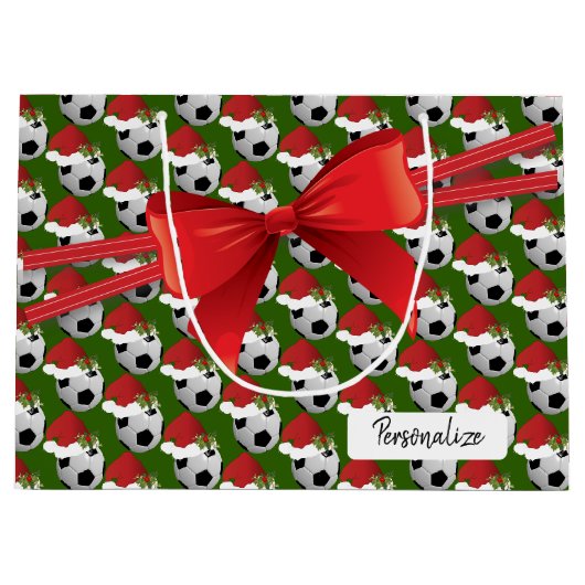 Christmas Soccer Ball Pattern - Large Groot Cadeauzakje (Voorkant)