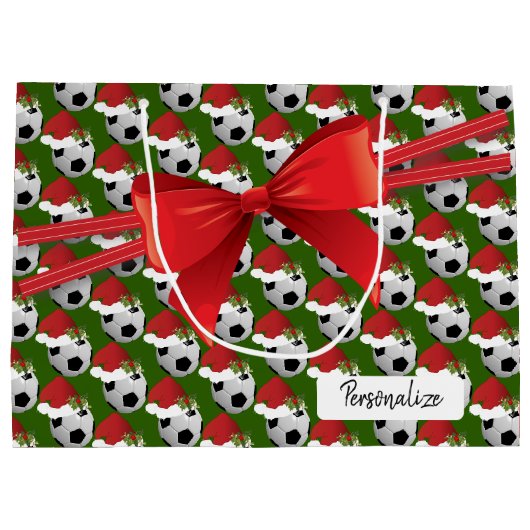 Christmas Soccer Ball Pattern - Large Groot Cadeauzakje (Achterkant)