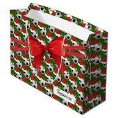 Christmas Soccer Ball Pattern - Large Groot Cadeauzakje (Achterkant Gekanteld)