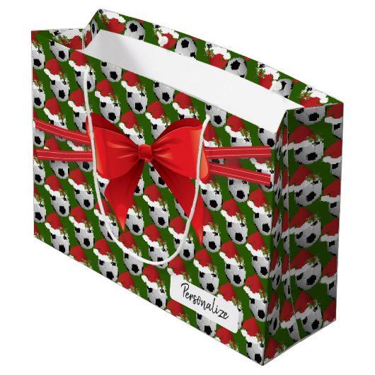 Christmas Soccer Ball Pattern - Large Groot Cadeauzakje (Achterkant Gekanteld)