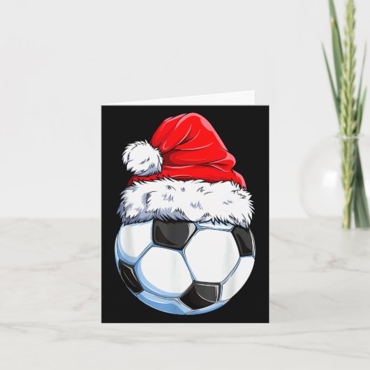 Christmas Soccer Ball Santa Hat Funny Srts Xmas Bo Kaart (Voorkant)