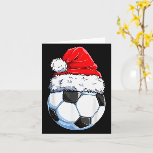 Christmas Soccer Ball Santa Hat Funny Srts Xmas Bo Kaart (Gele Bloem)
