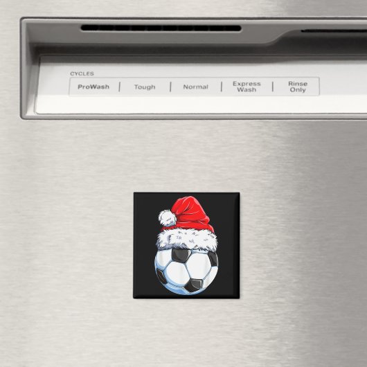 Christmas Soccer Ball Santa Hat Funny Srts Xmas Bo Magneet (Insitu (Vaatwasser))