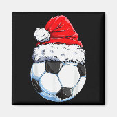 Christmas Soccer Ball Santa Hat Funny Srts Xmas Bo Magneet (Voorkant)