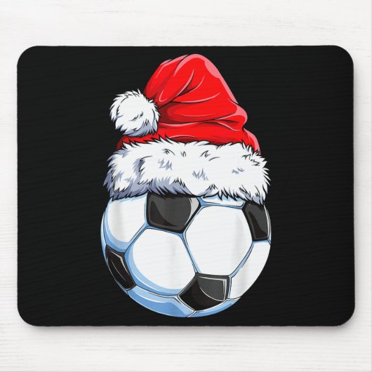 Christmas Soccer Ball Santa Hat Funny Srts Xmas Bo Muismat (Voorkant)