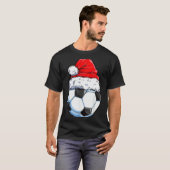 Christmas Soccer Ball Santa Hat Funny Srts Xmas Bo T-shirt (Voorkant volledig)