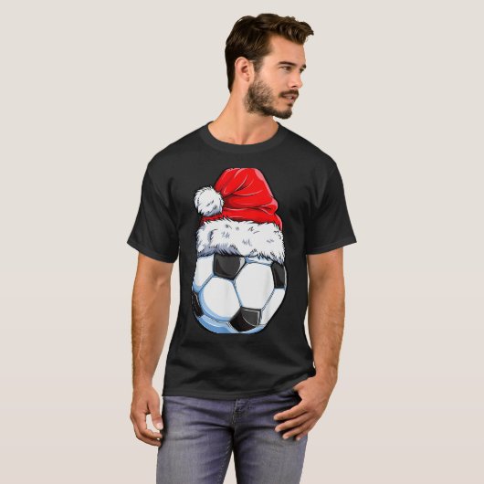 Christmas Soccer Ball Santa Hat Funny Srts Xmas Bo T-shirt (Voorkant volledig)