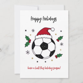 Christmas Soccer Ball Santa Hat Greeting Cards Feestdagenkaart