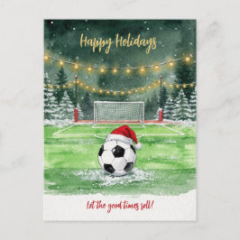 Christmas Soccer Ball Santa Hat Greeting Cards Feestdagenkaart